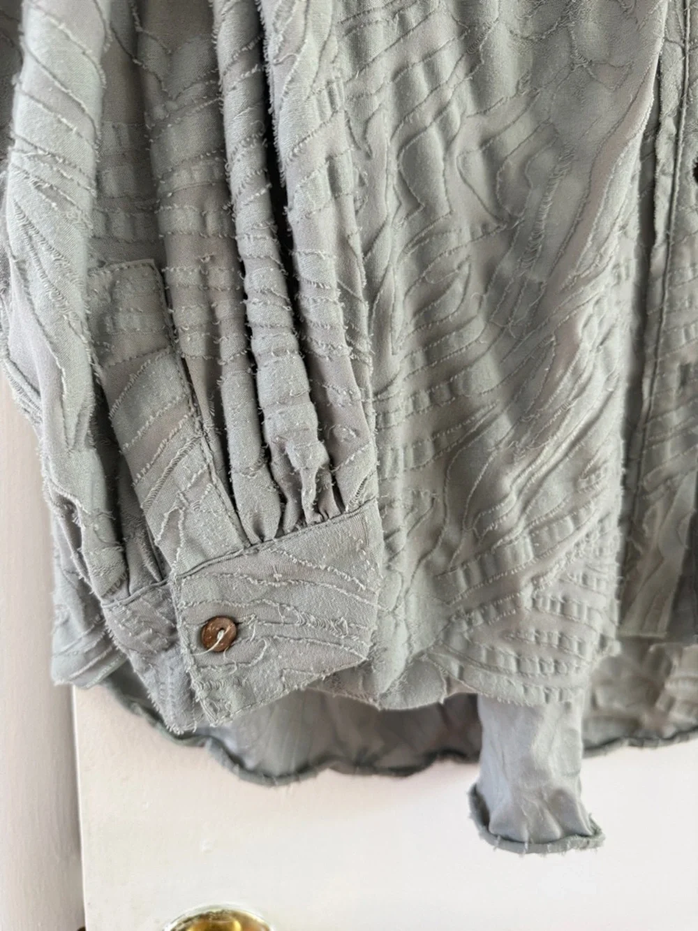 Free People Light Sage Green Relaxed Floral Button-Up - Picture 4 of 5
